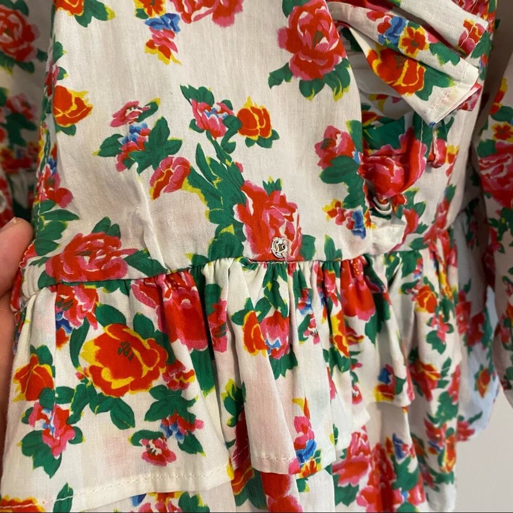 Rhode Resort White Pink Red Floral Dazzle Elodie Crop Blouse Top Medium M - Picture 13 of 15